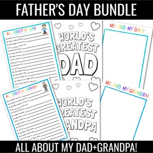 PACK Fête des Pères | Tout sur mon père Téléchargement instantané | |Fête des pères | Cadeau papa | Questionnaire Fête des Pères | Carte fête des pères