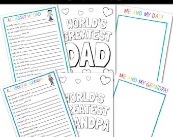 Father's Day BUNDLE | All About My Dad INSTANT Download | |Kids Fathers Day | Dad Gift | Father's Day Questionnaire | Father's Day Card