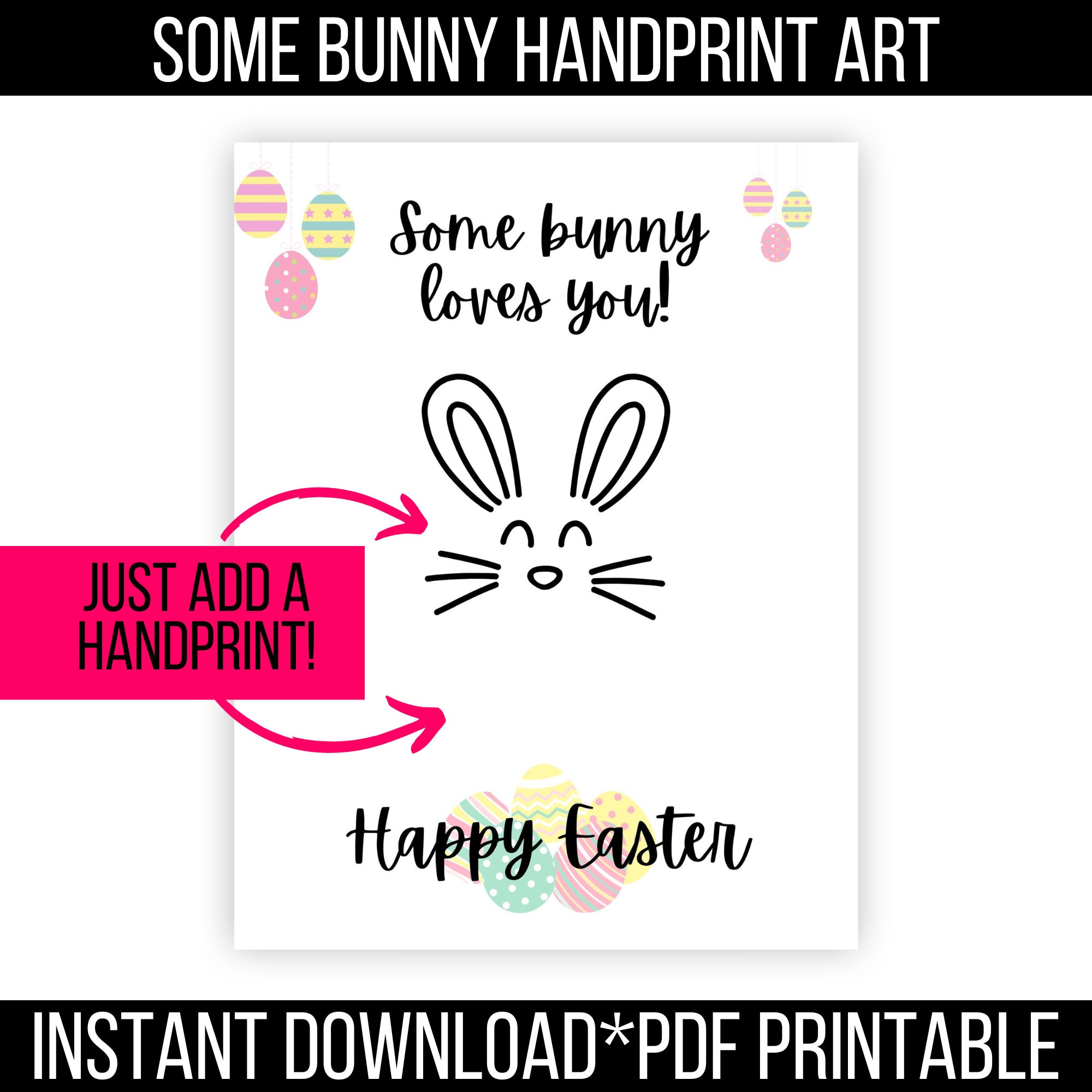 Easter Bunny Handprint Craft Printable for Kids - Etsy