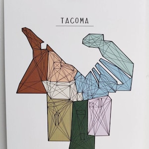 Map of Tacoma, Washington in various colors