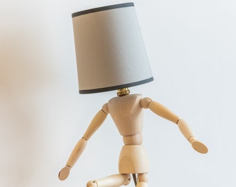 Table lamp, Mannequin Lamp, Bedside light, Man Cave, desk lamp, Home Decor, Dorm Room Lamp, Funky light, Wooden Lamp, Housewarming, G ift