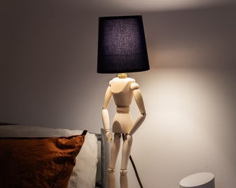 Table lamp, Mannequin Lamp, Bedside light, Man Cave, desk lamp, Home Decor, Dorm Room Lamp, Funky light, Wooden Lamp, Housewarming, G ift