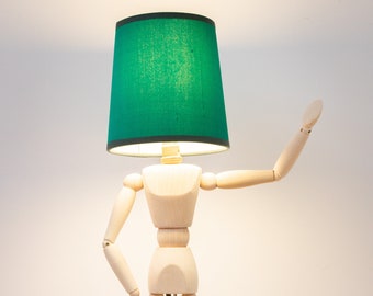 Table lamp, Mannequin Lamp, Bedside light, Man Cave, desk lamp, Home Decor, Dorm Room Lamp, Funky light, Wooden Lamp, Housewarming, G ift