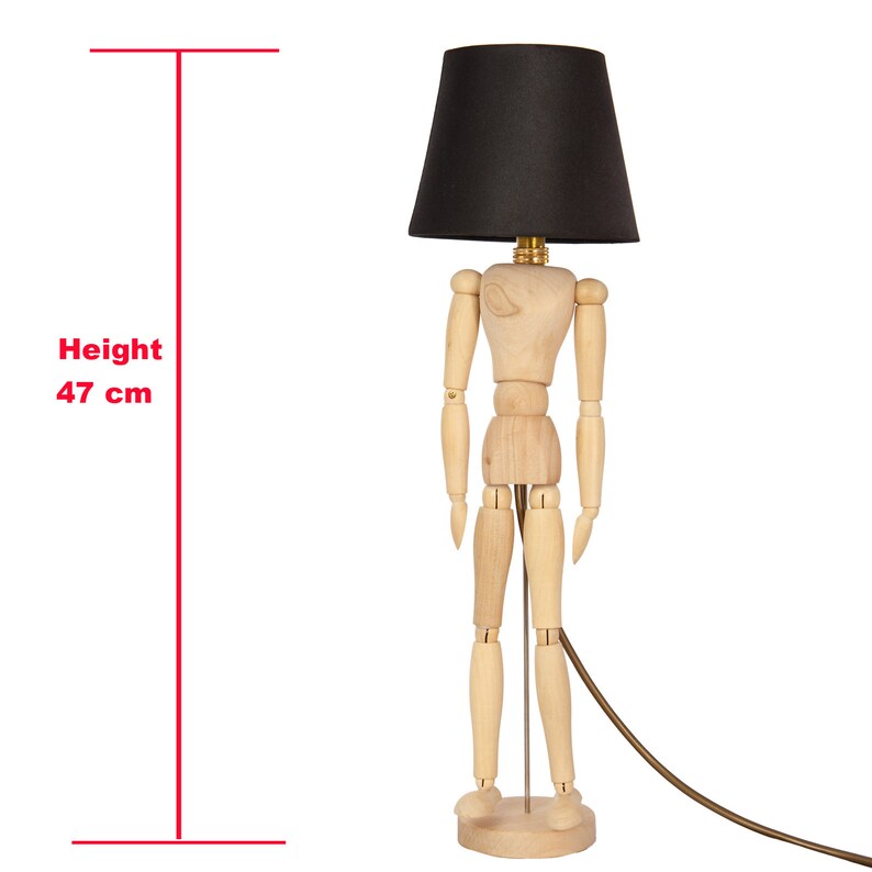 Handcrafted Wooden Mannequin Table Lamp with Luxurious Silk Lampshade - Artisan Sculptural Decor for Home or Office - Unique Boho Lighting Accent. 
Man cave lamp, Dorm light, Christmas Gift
Housewarming Gift
Desk Light, Unusual Gift, Table lamp