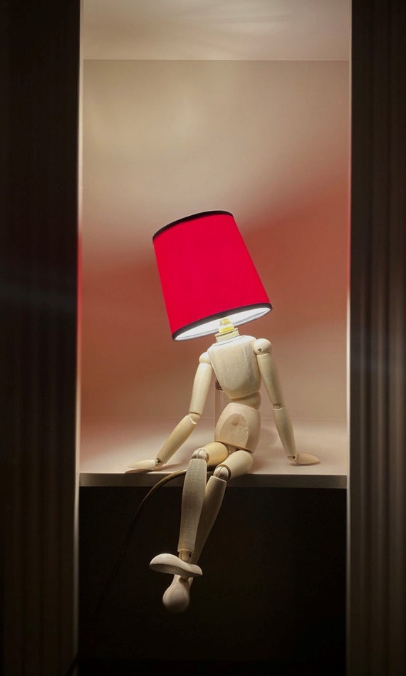 Table lamp, Mannequin Lamp, Bedside light, Man Cave, desk lamp, Home Decor, Dorm Room Lamp, Funky light, Wooden Lamp, Housewarming Gift