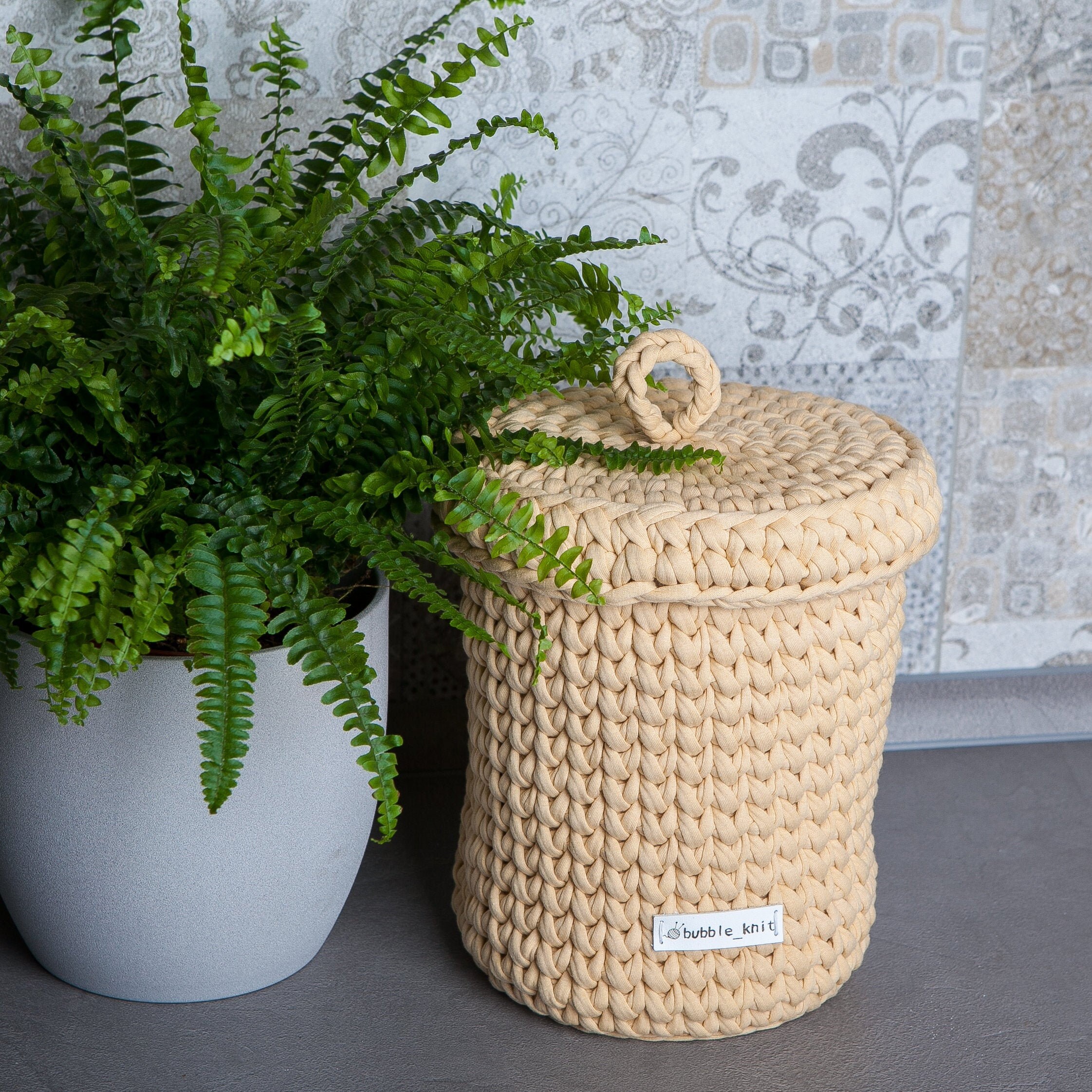 Bathroom storage basket with lid. Lidded basket for toy Etsy