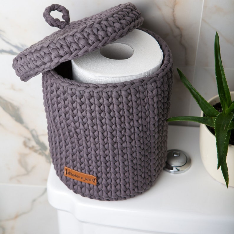 Dark Grey Toilet paper holder modern. Spare Roll Cover Etsy
