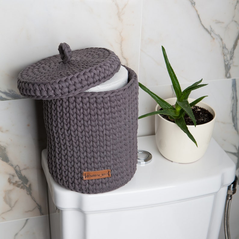 Dark Grey Toilet paper holder modern. Spare Roll Cover Etsy