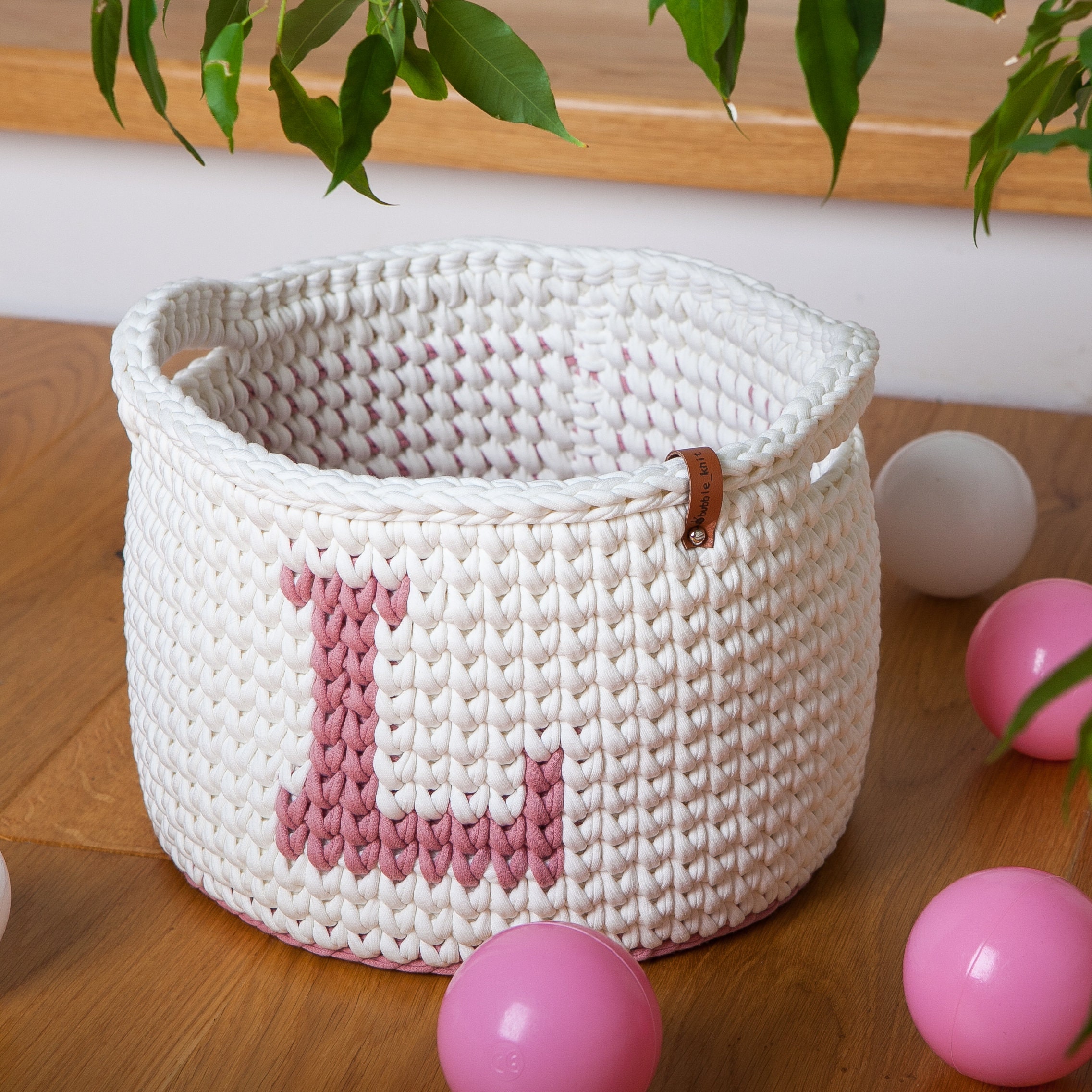 Cesta de almacenamiento personalizada con asa para vivero. | Etsy