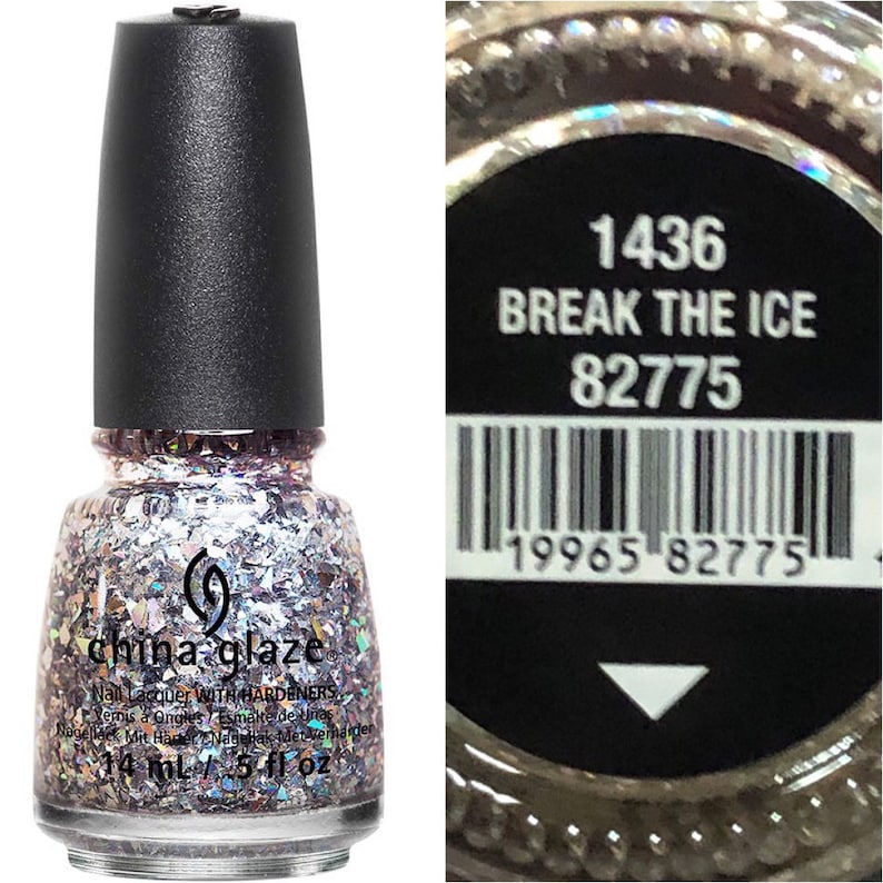 China Glaze Nail Polish BREAK THE ICE 82775 .5 Fl Oz Holo Flake Top Coat image 1