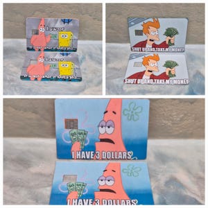 2PCS - Sea Pals/Star/Sponge/Take my money/Debit/Credit Card Sticker Cover - Small Chip