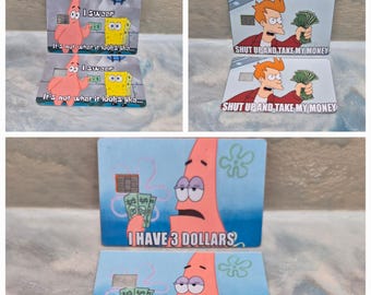 2PCS - Sea Pals/Star/Sponge/Take my money/Debit/Credit Card Sticker Cover - Small Chip