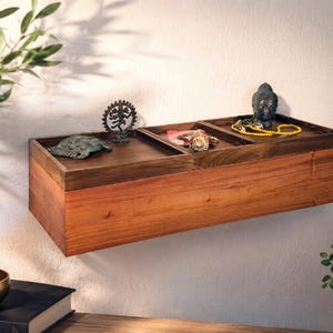 Mensola a muro sospesa da 70 cm | Mensola stretta in legno per ingresso | Tavolo consolle moderno a parete per corridoio | Mensola a muro minimalista