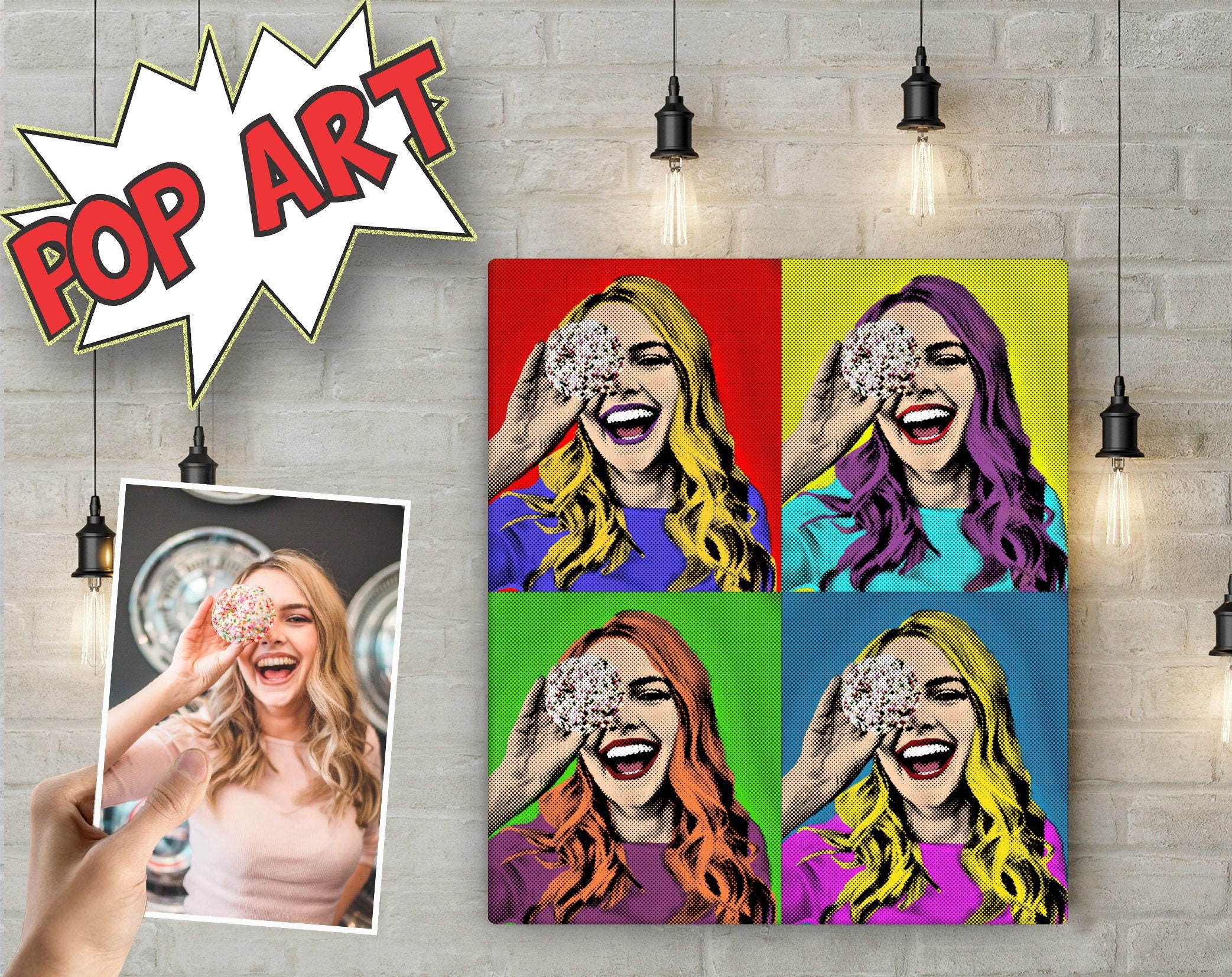 Custom pop art portrait from photo personalized gift for etsy