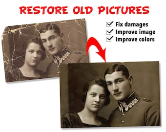 Photo Restoration - Repair your Old Photo Album Pictures - Personalized Gift for Family - Photo Gift for Grandparents or Family Members