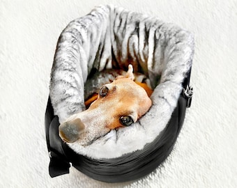 Dog Travel Carrier Bag Bed: Luxury Black Pet Tote Airplane for Greyhounds
