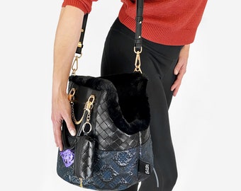 Dog crossbody purse, luxury pet carrier bag for small dogs, dog handbag vegan leather