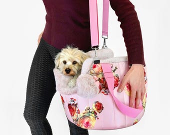 Dog Carrier Pink: Small Pet Tote Bag Cross Body, Luxury Puppy Purse with Zipper