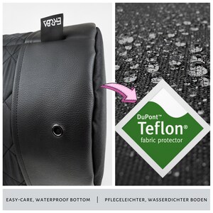 Pet carrier bag with water and dirt repellent bottom in black