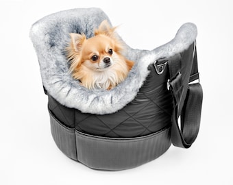 Luxury Dog Carrier for Small Breeds: Quilted Pet Travel Bag Soft Faux Fur Interior