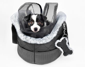 Transportín para mascotas para avión: Bolsa de transporte para perros, bolso de viaje pequeño y suave para cachorros, color negro