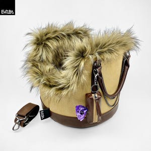 Cozy fur dog carrier, small luxury pet tote bag, puppy travel purse with shoulder strap