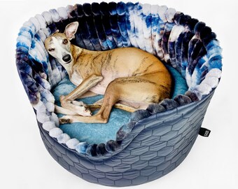 XL dog bed basket, large pet bed round with washable pillow