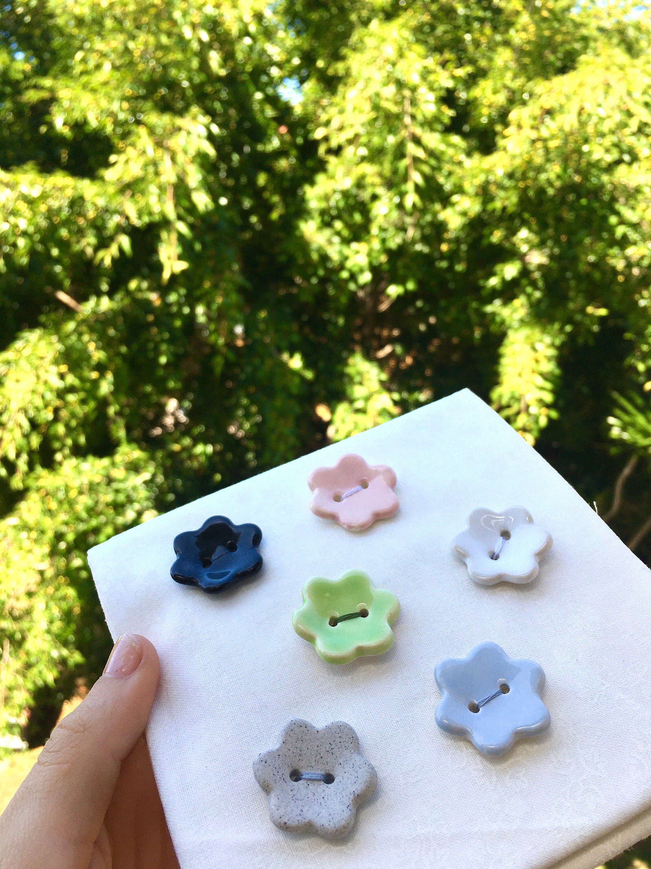 Set of 6 Cute Ceramic Flower Buttons Etsy Australia