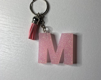Glitter resin letter keychain/ letter keychain/ glitter keychain/ keychain/