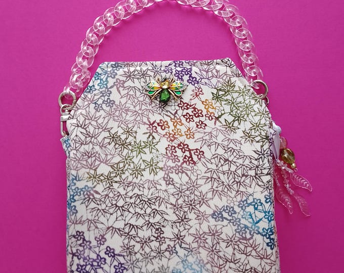 Vintage Japanese silk kimono bag and pearl bag jewel ceremony party haute couture handmade unique piece artisanal creation France
