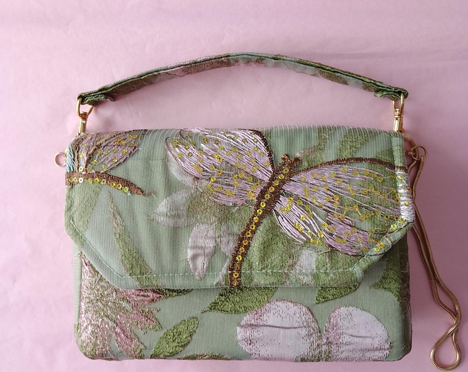 Featured listing image: Precious brocade and embroidered tulle mini bag for evening ceremony, rare, unique piece, handmade, luxury French creation