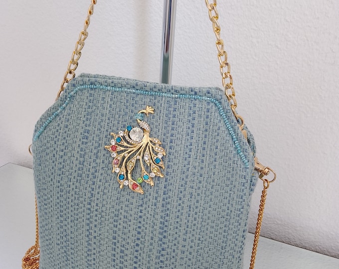 High-end fabric bag, haute couture style, precious ceremony, evening, haute couture style, handmade, unique piece, created in France