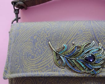 High-end fabric handbag, unique piece, handcrafted in France