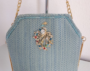 High-end designer fabric bag, handmade, unique piece, made in France