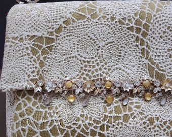 High-end designer fabric handbag, handmade, one-of-a-kind piece, French artisanal creation