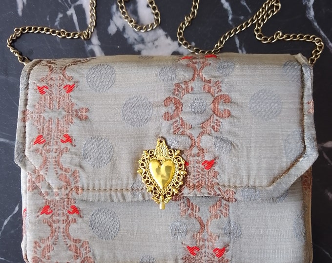 Precious Indian brocade mini bag for party ceremony, rare unique piece, handmade, luxury French creation