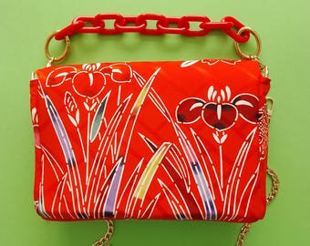 Japanese silk bag, unique piece, French handcrafted creation