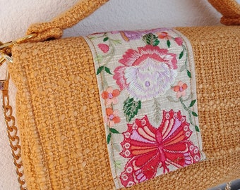 High-end designer tweed bag, handmade, one-of-a-kind, French creation