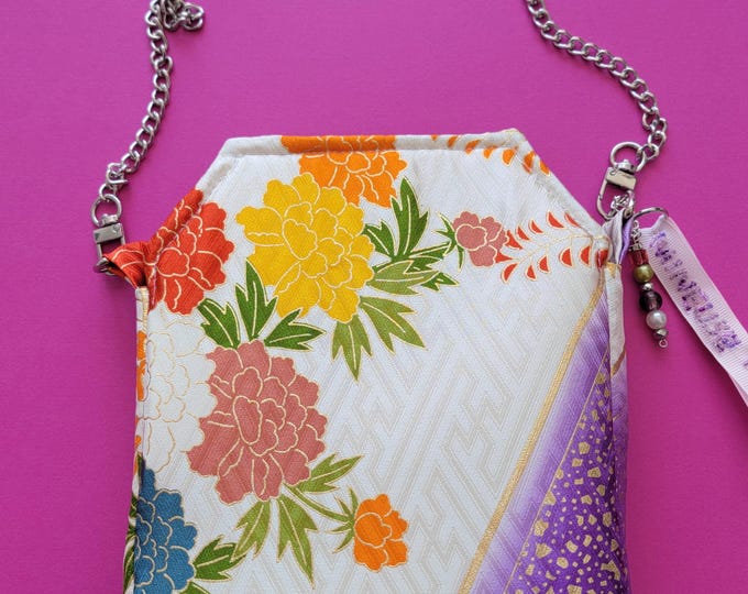 Featured listing image: Mini evening or ceremonial bag, party, in Japanese kimono silk fabric, handmade in a unique piece, artisanal and original creation in France