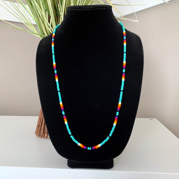 NATIVE AMERICAN STYLE long necklace - Horse Blanket - Seed Beads - Custom Lengths