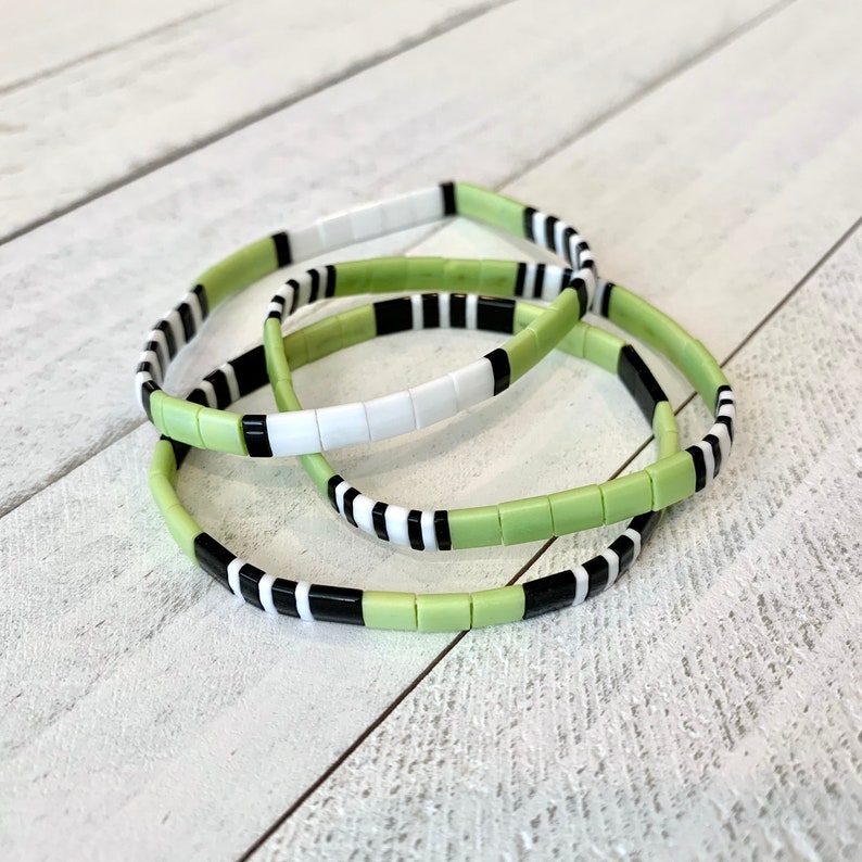 TILA BEAD BRACELETS Stretchy Bracelets Boho Bracelets Custom Sizes Stacking Bracelets Lime Squeeze Collection