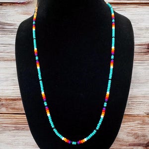 Native American Style Seed Bead Necklace, Horse Blanket Design, Custom Lengths