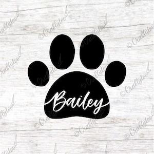 Personalisierte Hundepfote Name Vinyl Aufkleber/Aufkleber