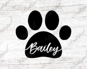 Personalized Dog Paw Name Vinyl Decal/Sticker