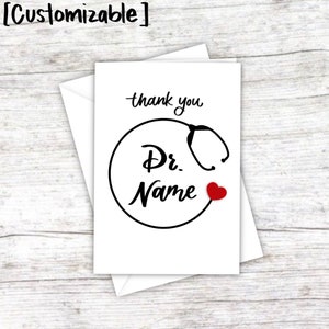 Cartão de agradecimento personalizável de enfermeira/médico com decalque/adesivo de vinil