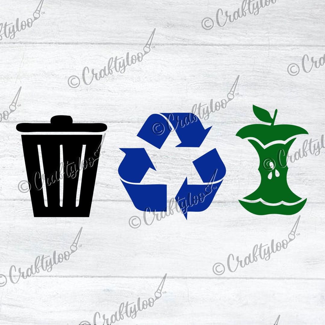 Trash, Recycle, Compost Decals for Trash Can Individual or Pack of 2 or