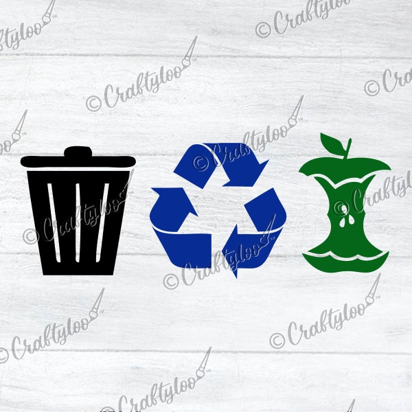 Trash, Recycle, Compost Decals For Trash Can | Individual or pack of 2 or 3