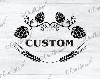 Hops Personalized Name decal/sticker | Beer Hops & Wheat decal | Name Sticker | Vinyl Name Decal