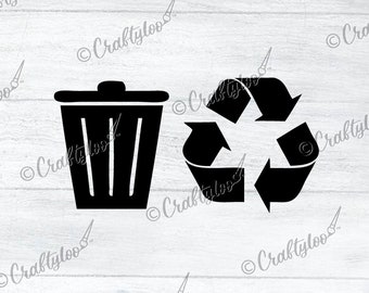 Trash and Recycle Labels | Pack of 2 | Outdoor or Indoor Trash Decals | Universal Trash Can Icons & Symbols