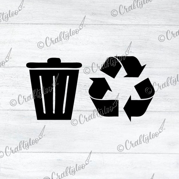 Trash and Recycle Labels | Pack of 2 | Outdoor or Indoor Trash Decals | Universal Trash Can Icons & Symbols